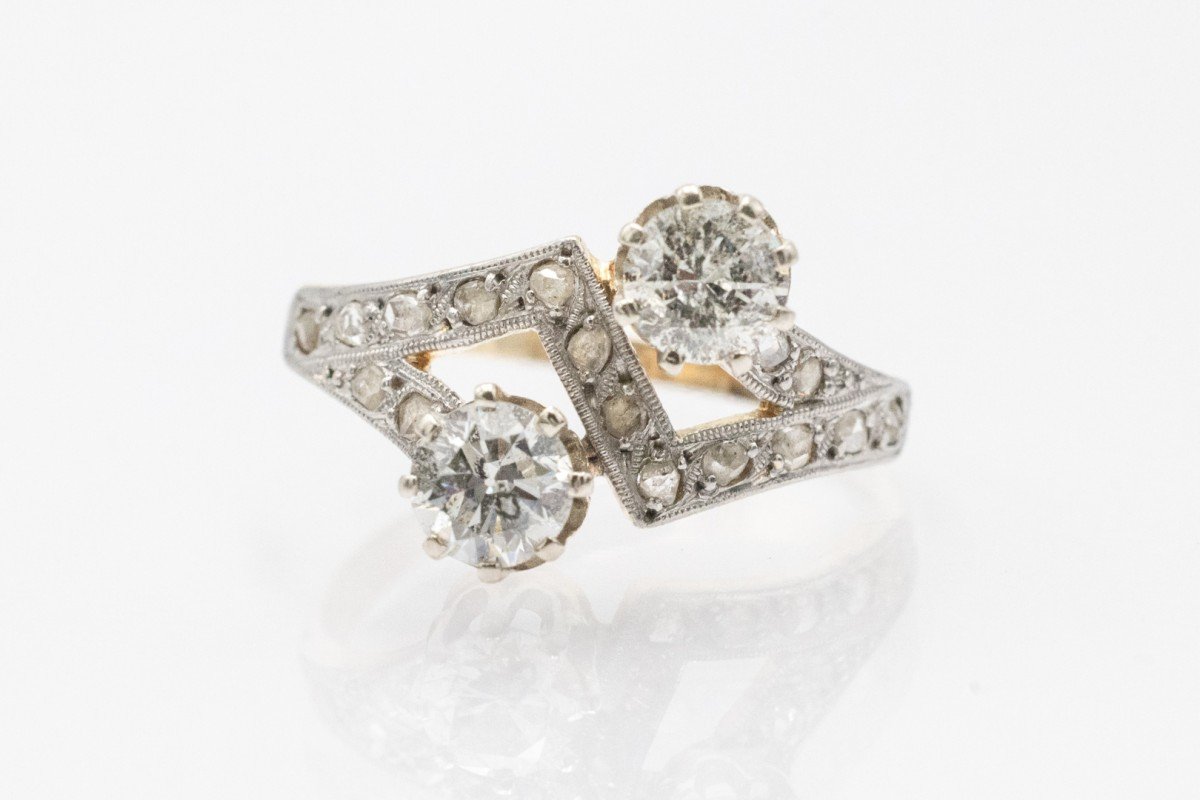 Toi Et Moi Ring With Brilliant-cut And Pink Diamonds 0.88 Ct-photo-3