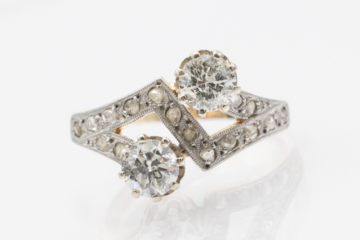 Toi Et Moi Ring With Brilliant-cut And Pink Diamonds 0.88 Ct