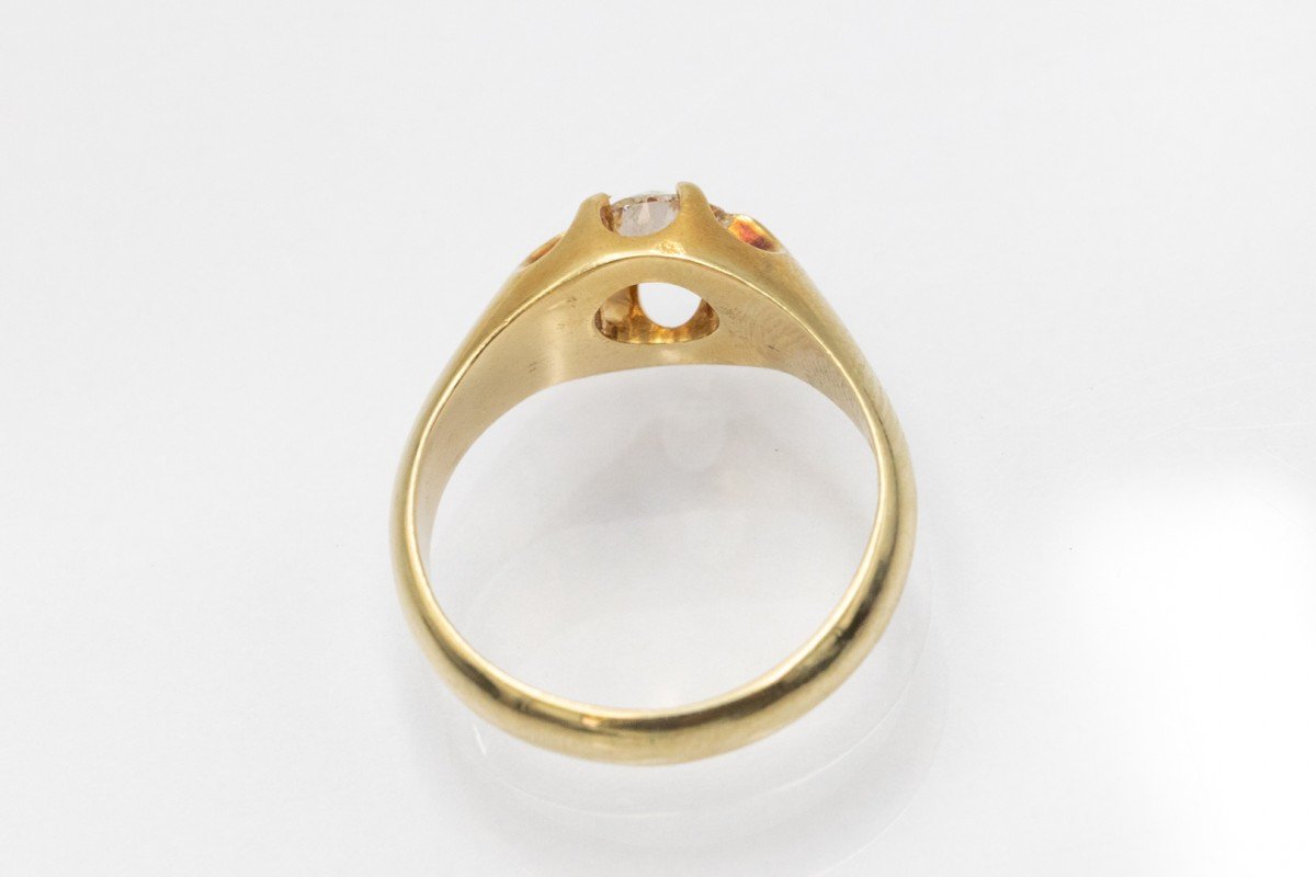 Gold Solitaire Ring With 0.80 Ct Old European Cut Diamond.-photo-4