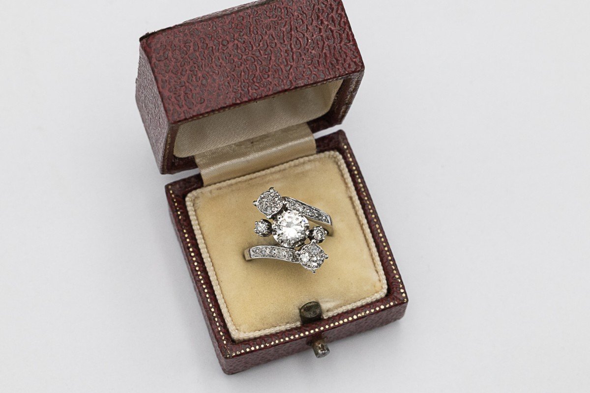 Bague ancienne française en or blanc avec diamants de 1,25 ct.-photo-4