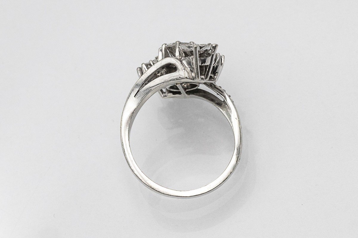 Bague ancienne française en or blanc avec diamants de 1,25 ct.-photo-3