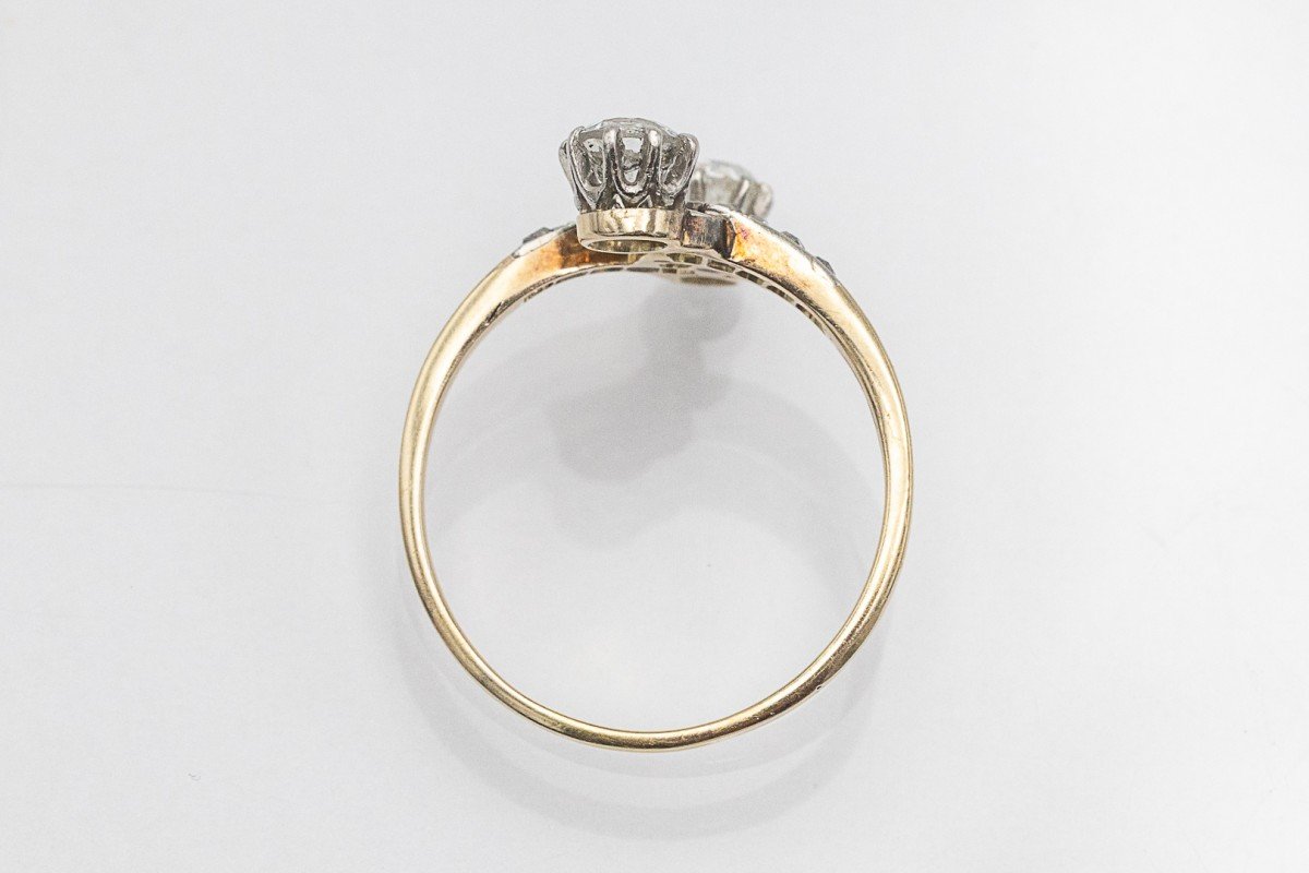 Bague Art Nouveau "toi et moi" avec diamants, début XXe siècle.-photo-1