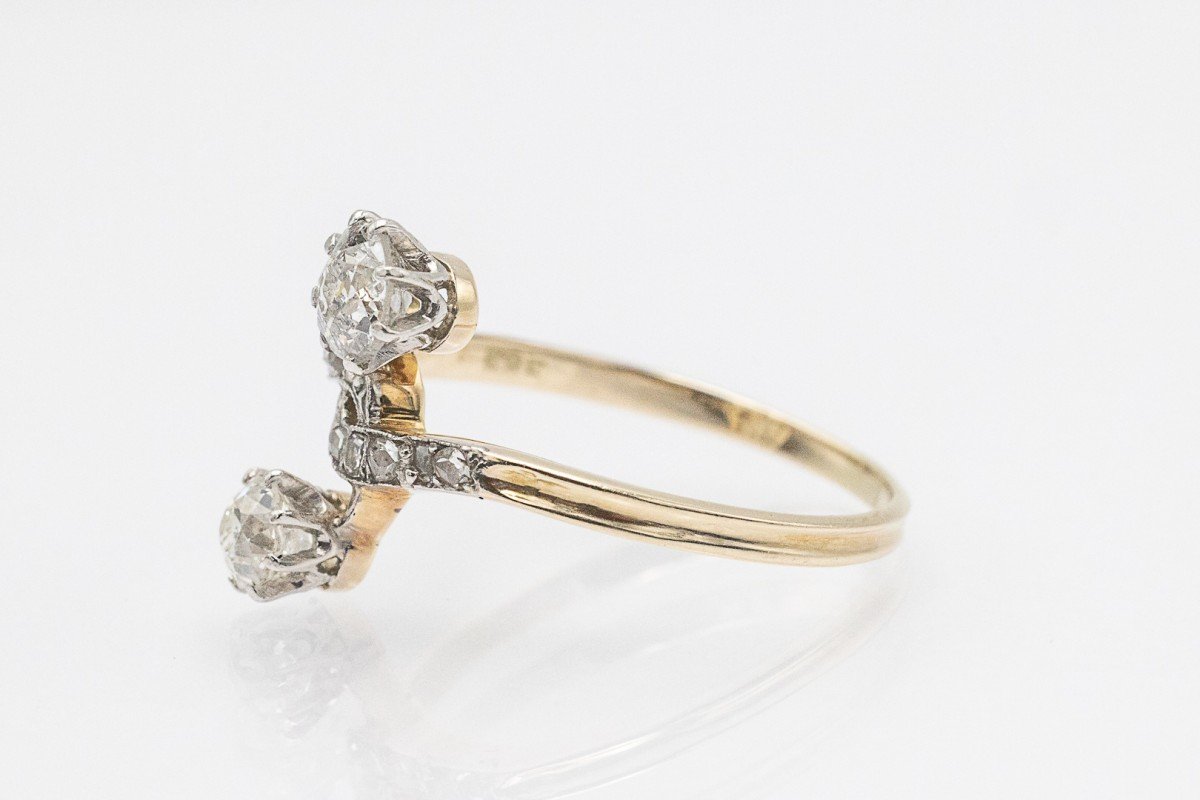 Bague Art Nouveau "toi et moi" avec diamants, début XXe siècle.-photo-4