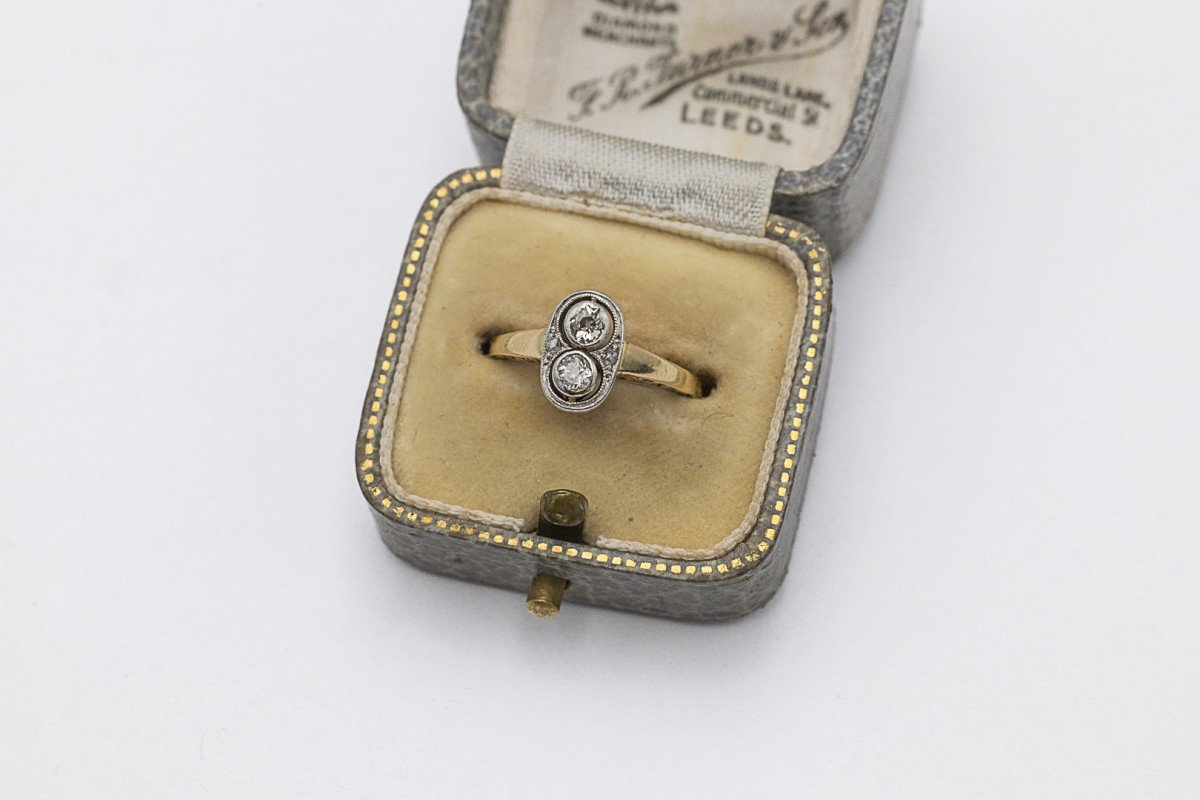 Elegant Antique Gold Ring With Diamonds, First Half Of The 20th Century.-photo-3