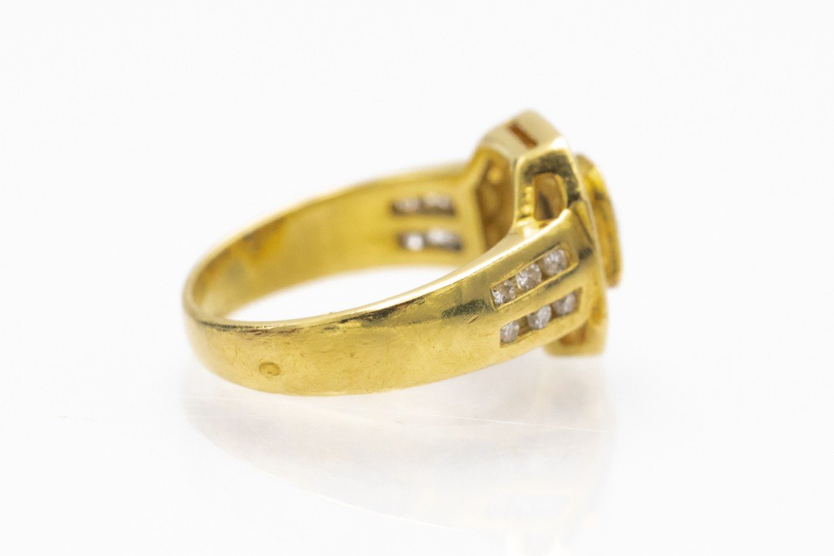 Bague ancienne française avec saphir naturel et diamants-photo-3