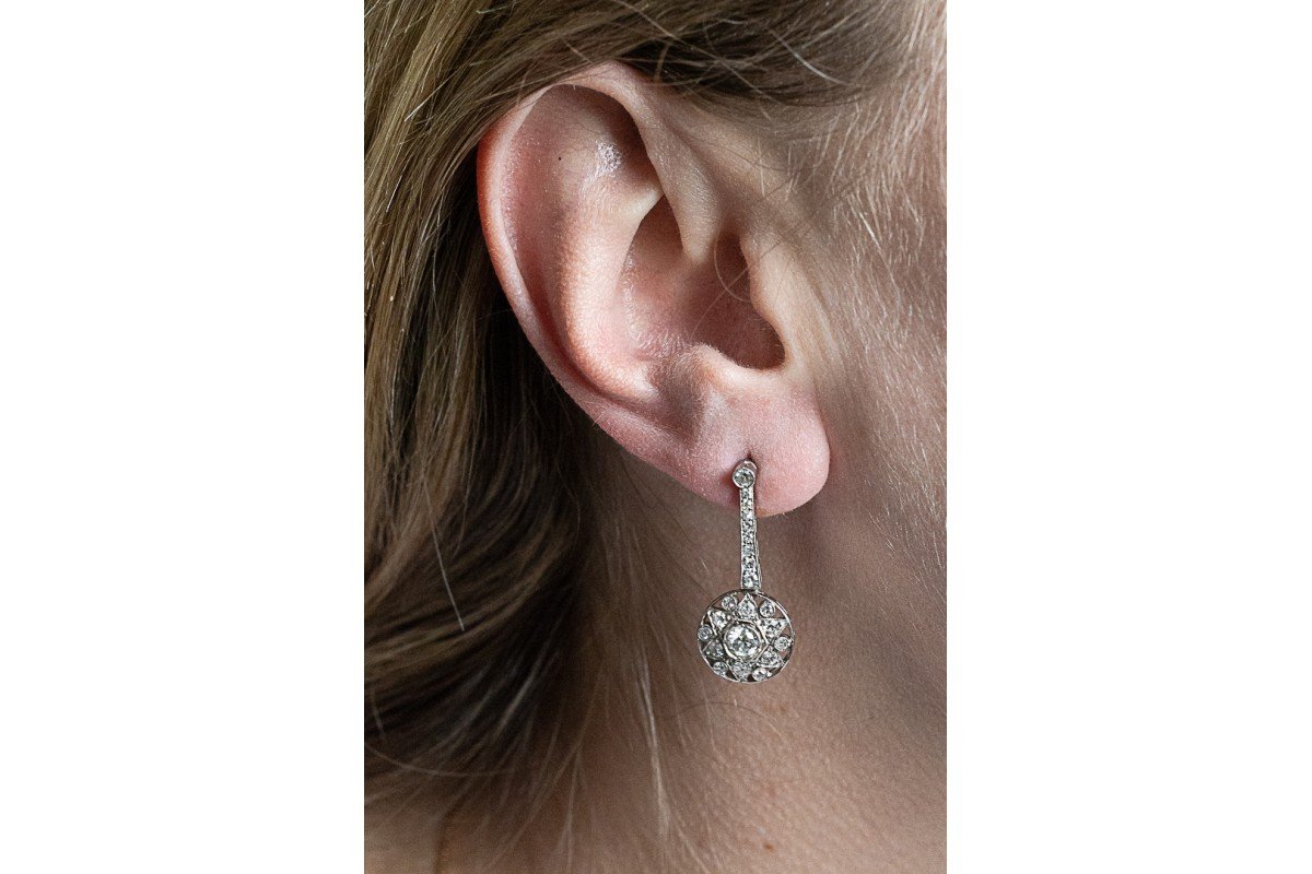 Vintage Art Deco Gold And Platinum Star Motif Earrings 1.04ct Western Europe-photo-1