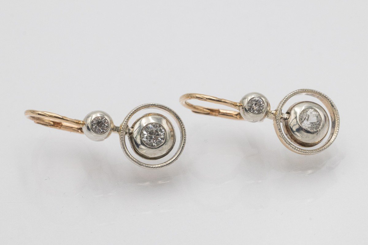 Early 20th Century Viennese Drop Earrings With White Sapphires-photo-2