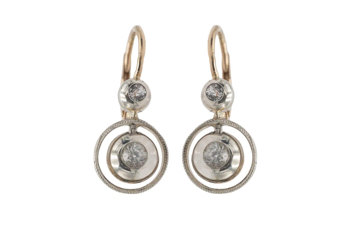 Early 20th Century Viennese Drop Earrings With White Sapphires-photo-4