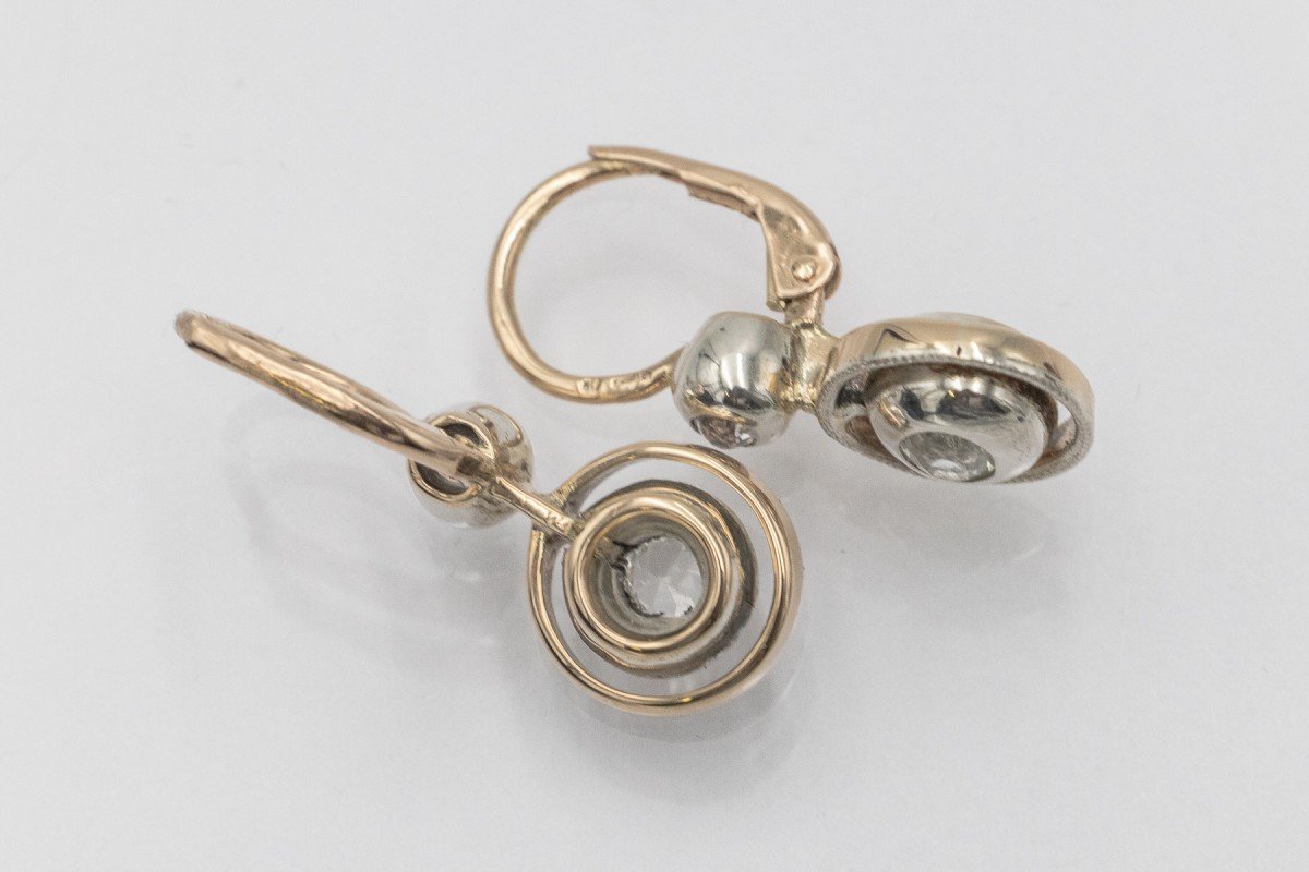 Early 20th Century Viennese Drop Earrings With White Sapphires-photo-3