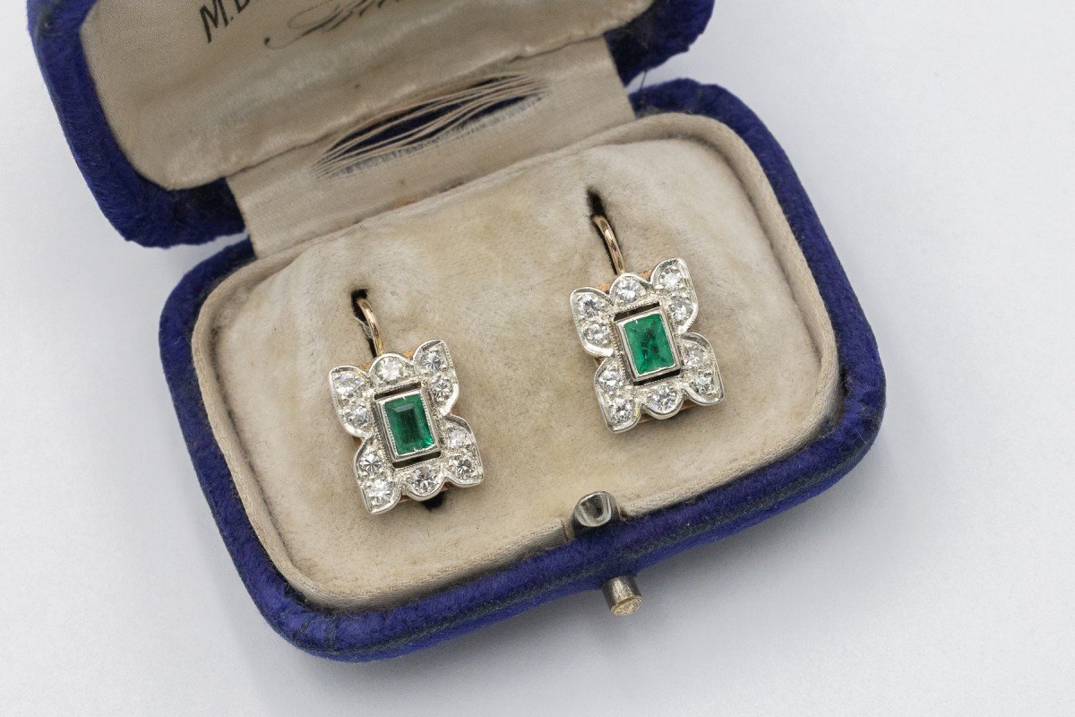 Antique Emerald And Diamond Drop Earrings, Austria-hungary, 1920s-photo-4