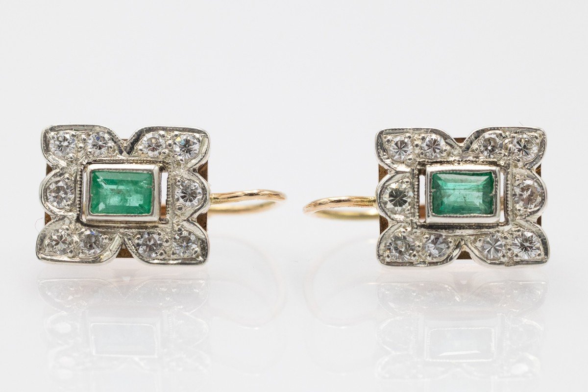 Antique Emerald And Diamond Drop Earrings, Austria-hungary, 1920s-photo-3