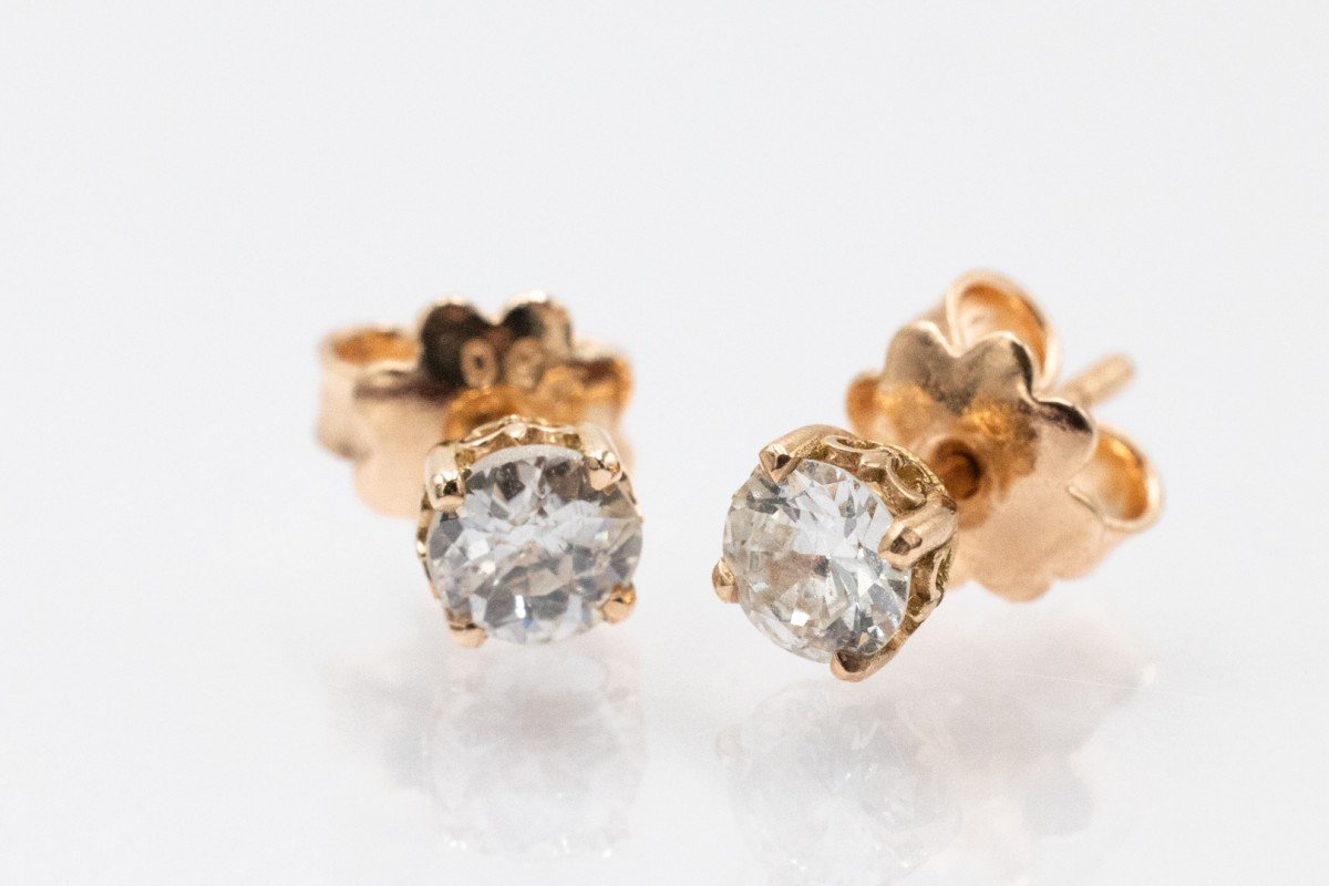 Fleur-de-lis Motif Earrings With Old-cut Diamonds Weighing 0.70 Ct.-photo-3