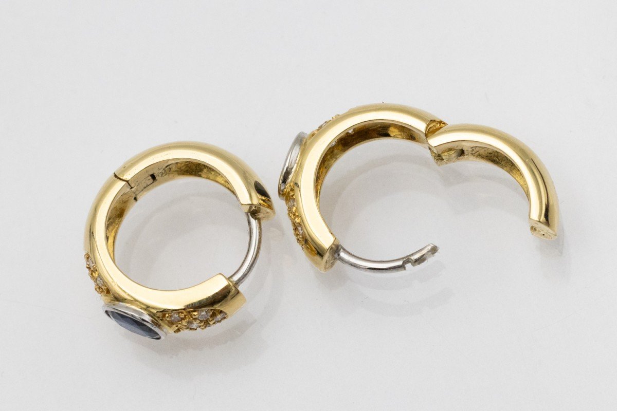 Vintage Gold Earrings With Sapphires And Diamonds.-photo-2