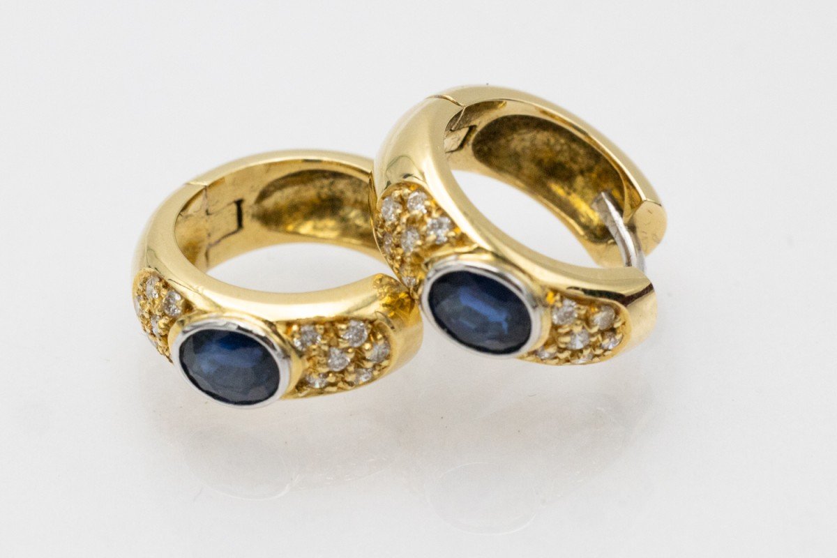 Vintage Gold Earrings With Sapphires And Diamonds.-photo-4