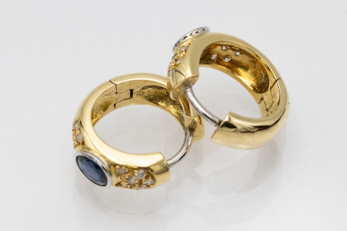 Vintage Gold Earrings With Sapphires And Diamonds.-photo-3