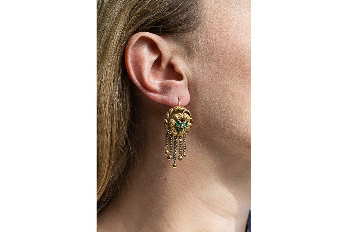 Boucles d'oreilles anciennes Biedermeier, Autriche-Hongrie, fin du XIXe siècle-photo-4