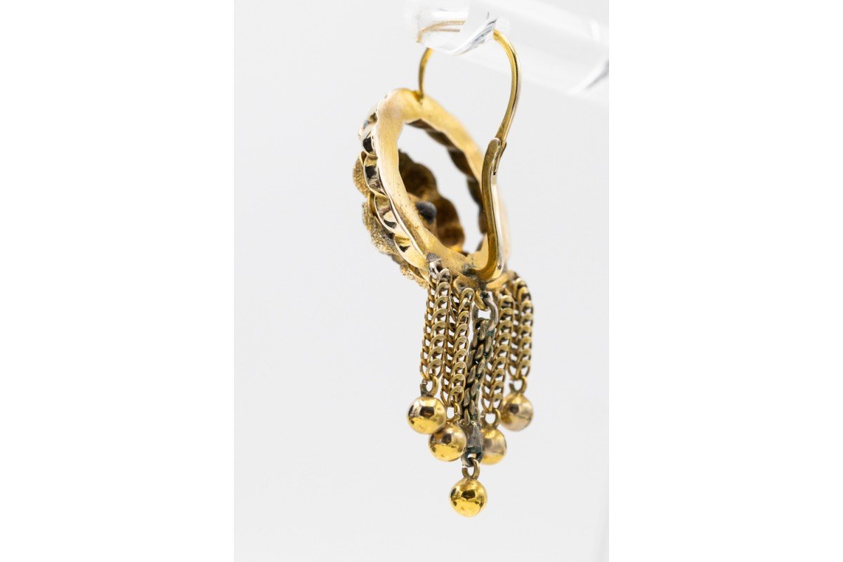 Boucles d'oreilles anciennes Biedermeier, Autriche-Hongrie, fin du XIXe siècle-photo-1