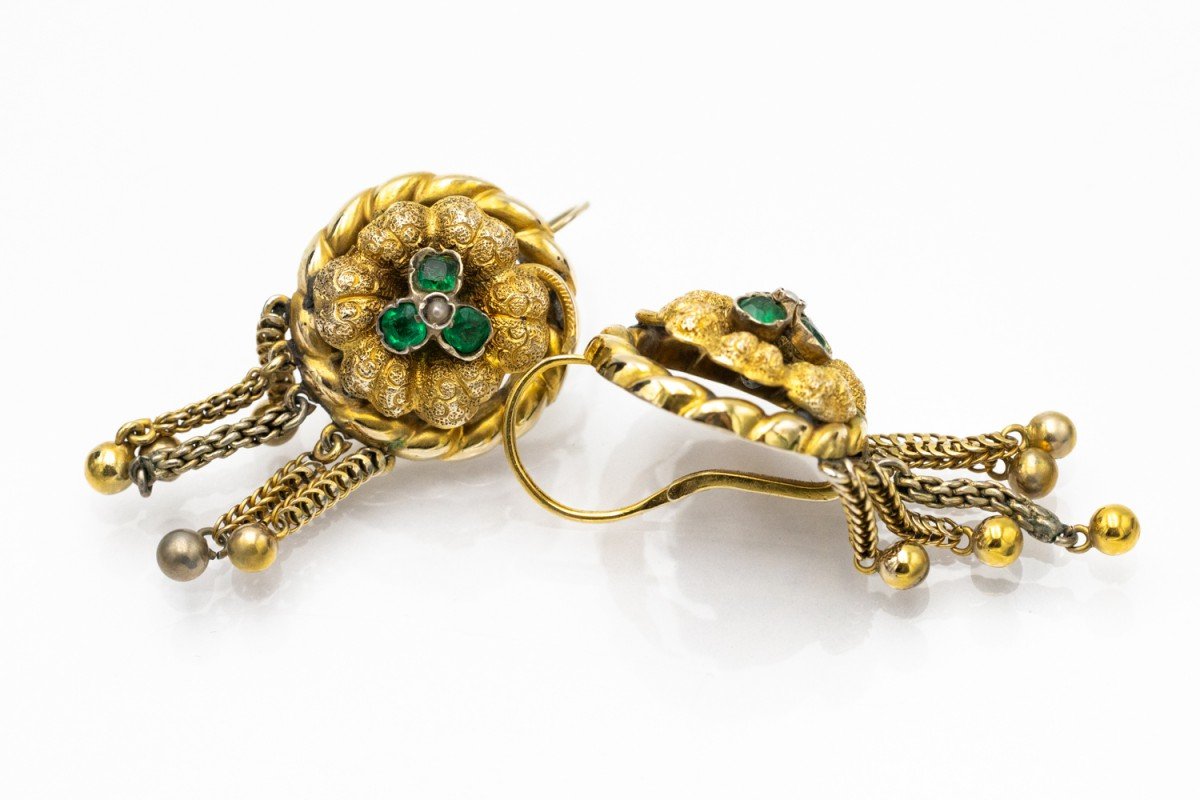 Boucles d'oreilles anciennes Biedermeier, Autriche-Hongrie, fin du XIXe siècle-photo-3