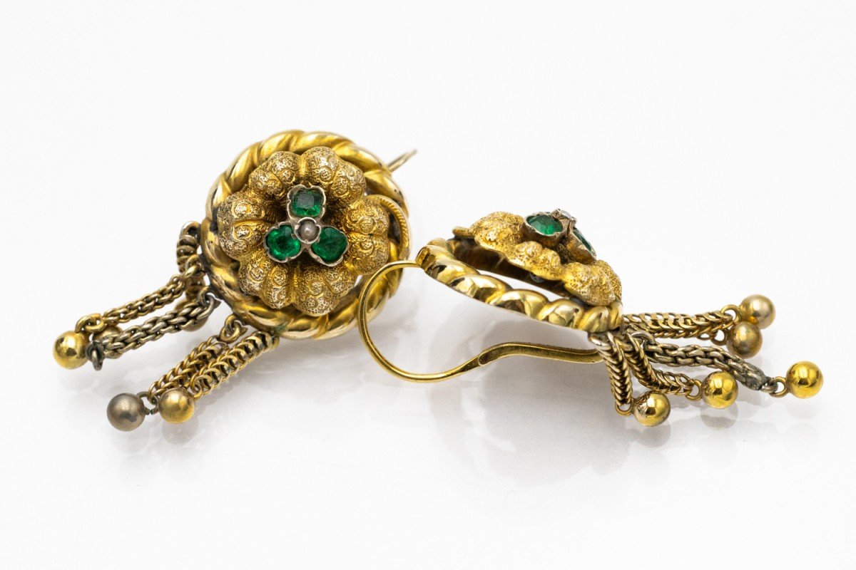 Boucles d'oreilles anciennes Biedermeier, Autriche-Hongrie, fin du XIXe siècle-photo-4