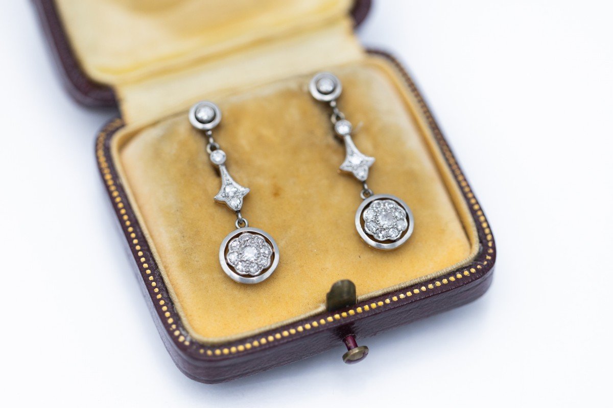 Antique Diamond Drop Earrings, Netherlands, First Half Of The 20th Century-photo-3