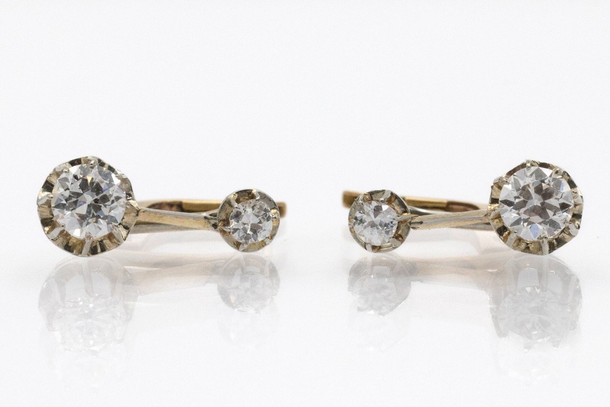 Boucles d'oreilles en or jaune 14 carats avec diamants de 1,30 ct-photo-3