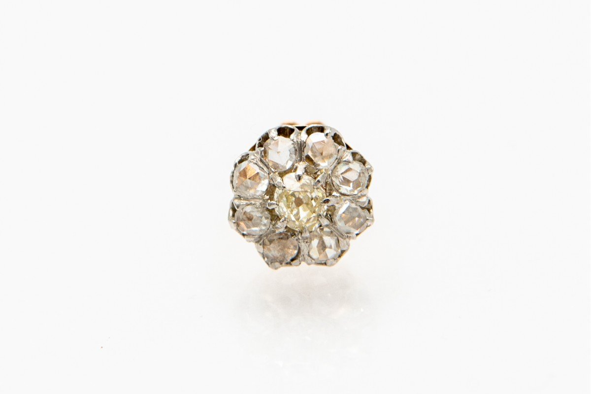 Boucles d'oreilles anciennes en or avec diamants de 1,20 ct et éléments en platine, époque XIXe-photo-7