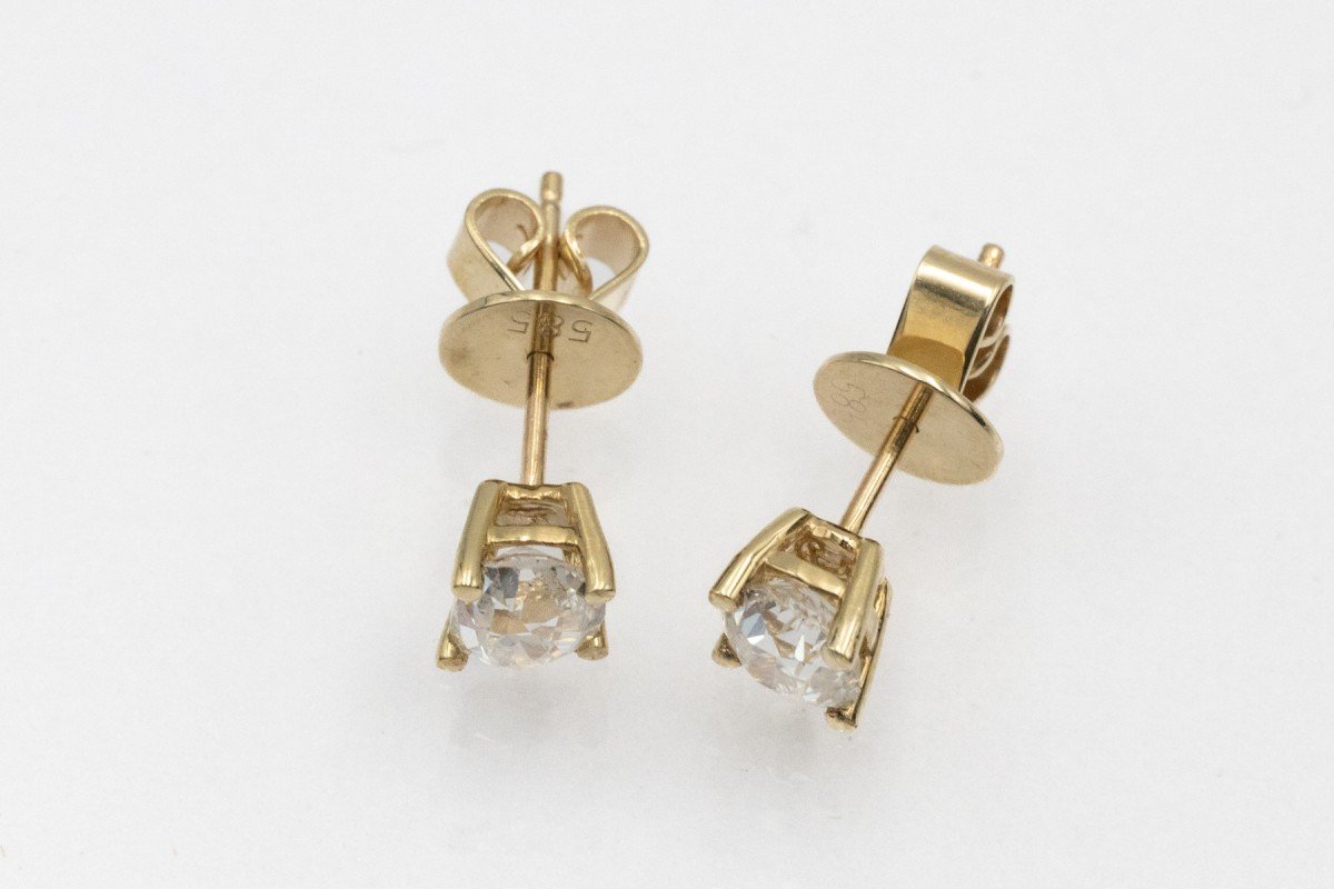 Pair Of Antique Brilliant-cut Diamond Earrings, 1.27 Ct-photo-3