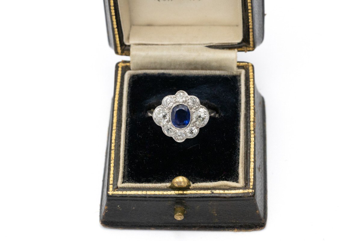 Exclusive Antique Ring Adorned With Sapphires And Diamonds, First Half Of The 20th Century-photo-4