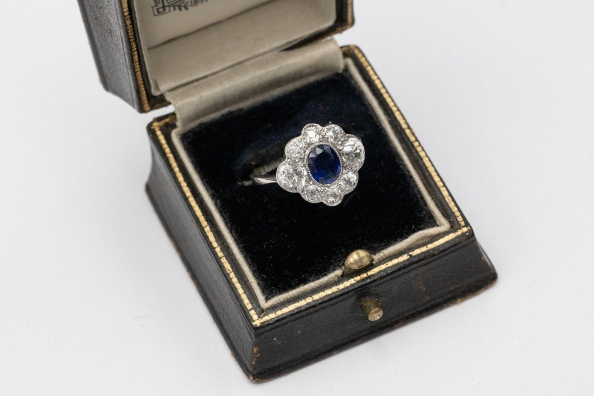 Exclusive Antique Ring Adorned With Sapphires And Diamonds, First Half Of The 20th Century-photo-4