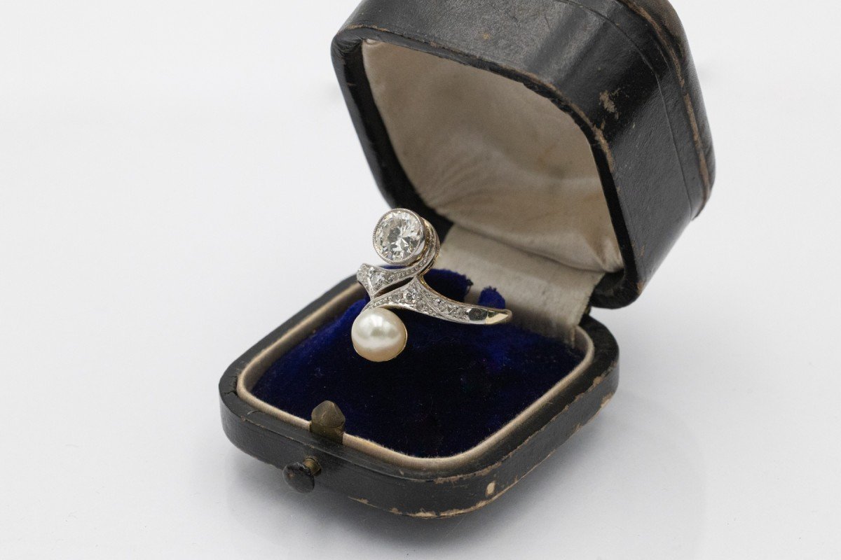 Bague Toi et Moi avec diamant de 1,00 ct et perle-photo-4