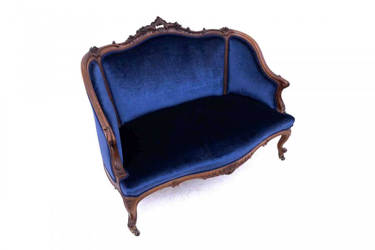 Canapé ancien, France, vers 1880. Après restauration.-photo-2