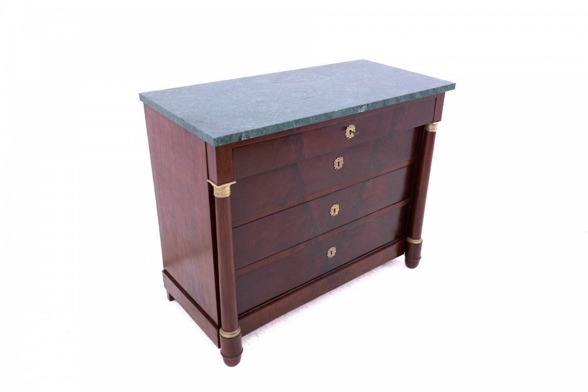 Empire-style Chest Of Drawers With A Marble Top, 19th Century, France.-photo-4