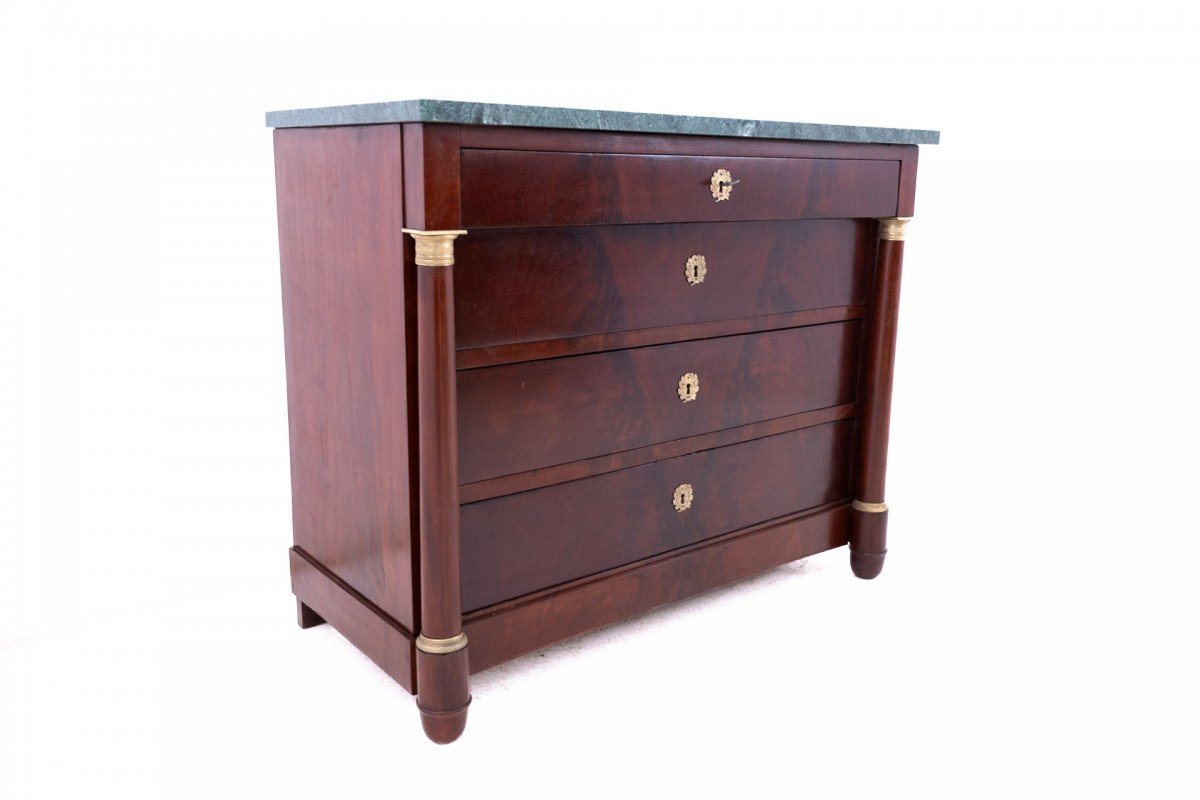 Empire-style Chest Of Drawers With A Marble Top, 19th Century, France.-photo-1