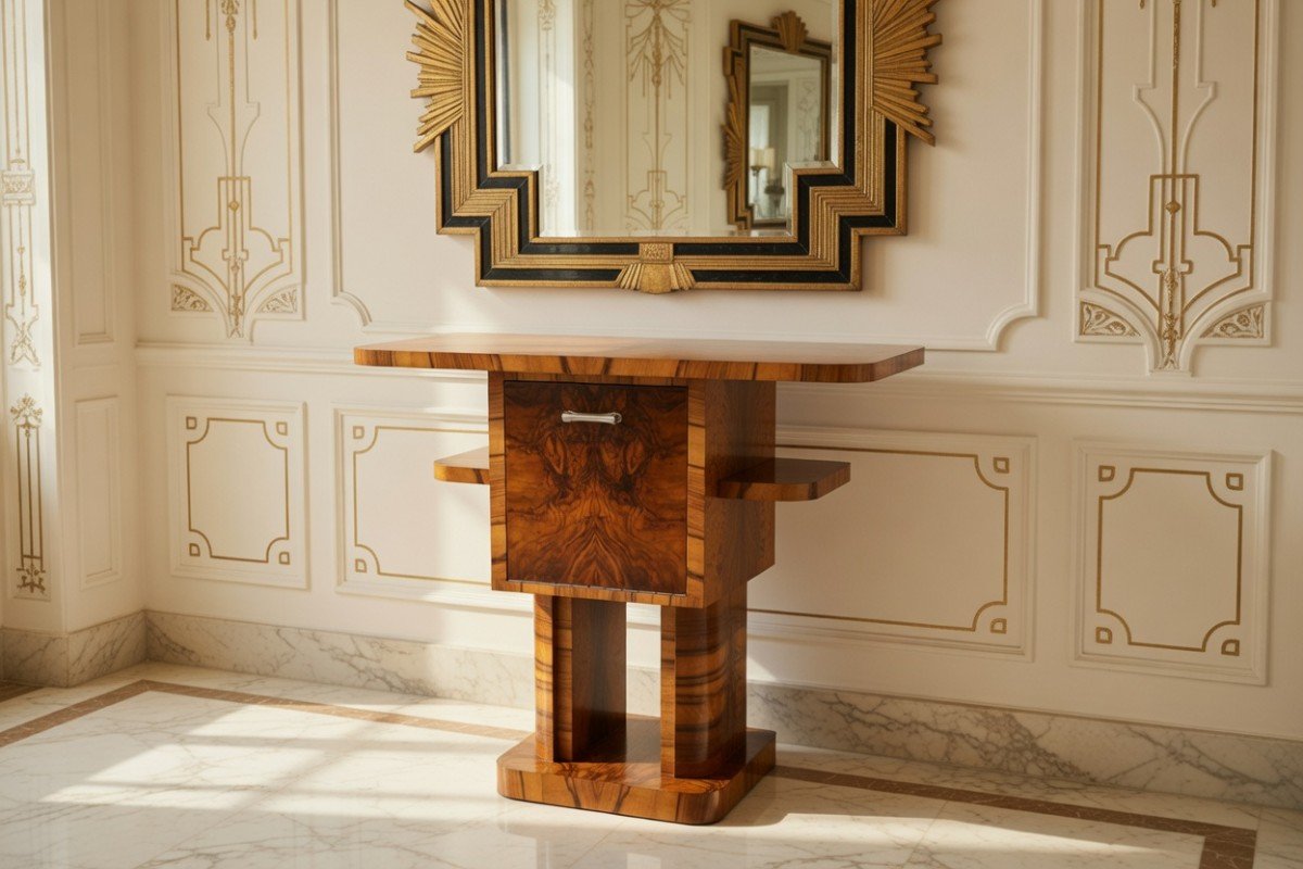 Console Art Déco, années 1950, Pologne. Après restauration.-photo-2
