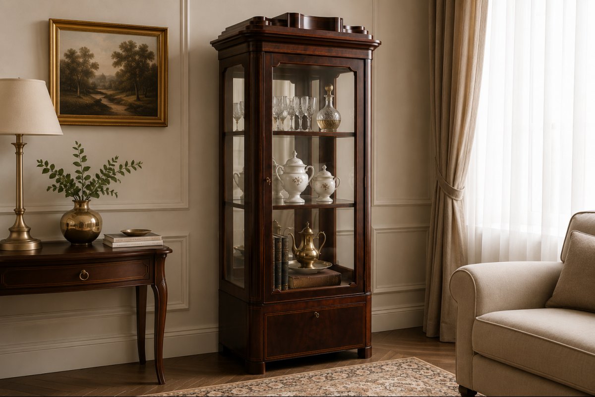 Vitrine Biedermeier unique, Europe du Nord, vers 1870.-photo-2