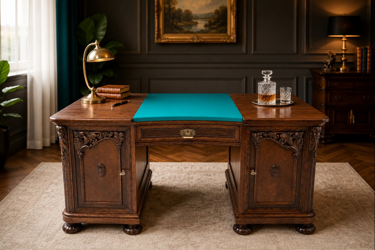 Bureau ancien en chêne, Allemagne, fin du XIXe siècle. Après restauration.-photo-2