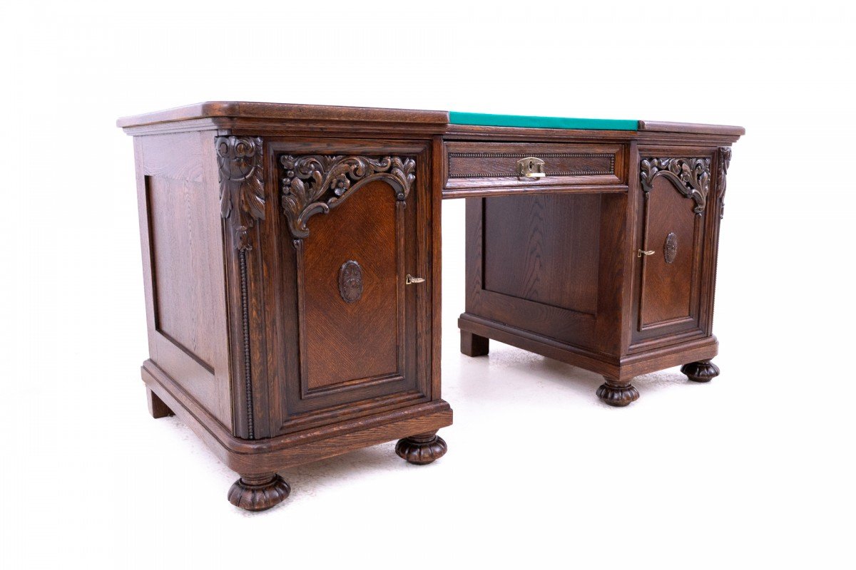 Bureau ancien en chêne, Allemagne, fin du XIXe siècle. Après restauration.-photo-2