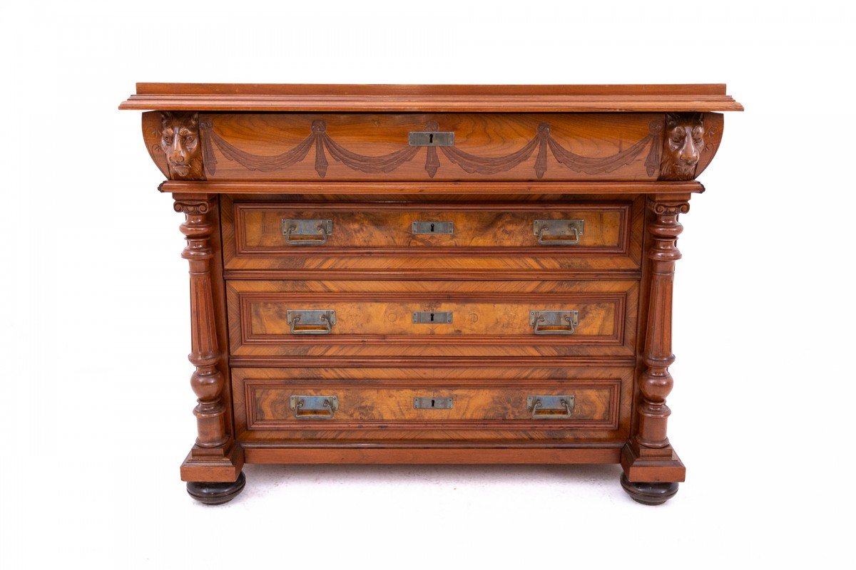 Antique Walnut Chest Of Drawers, Northern Europe, Circa 1900.