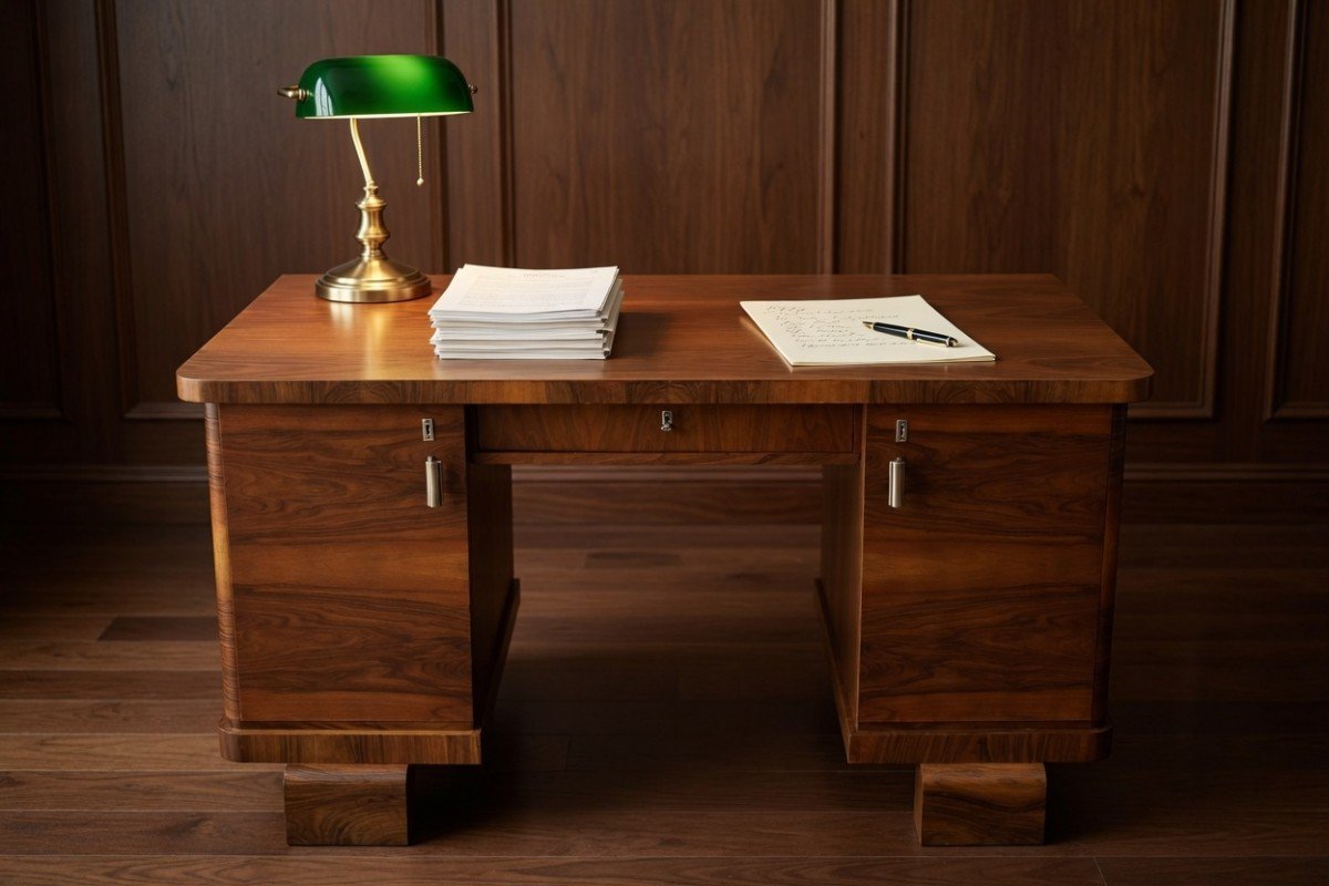 Bureau Art déco polonais datant des années 1940.-photo-2