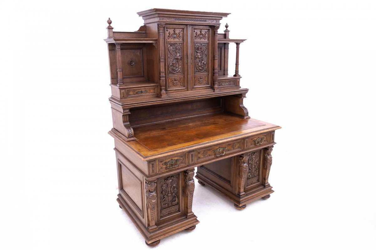  Bureau ancien de style Renaissance, France, vers 1880.-photo-4