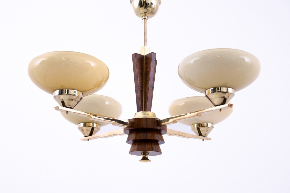 Lustre - Suspension Art Déco des années 1950, Pologne.-photo-3