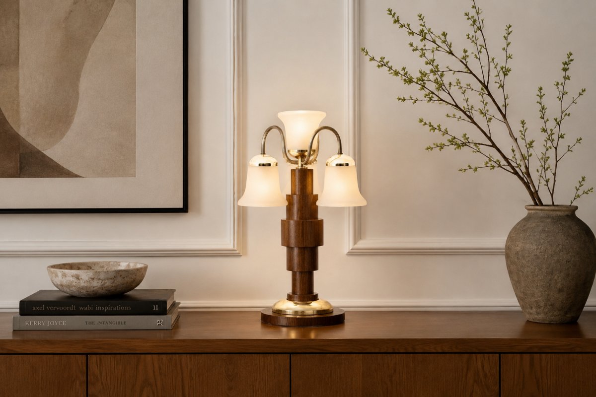 Elegant Art Deco Lamp, Poland, Mid-20th Century.-photo-2