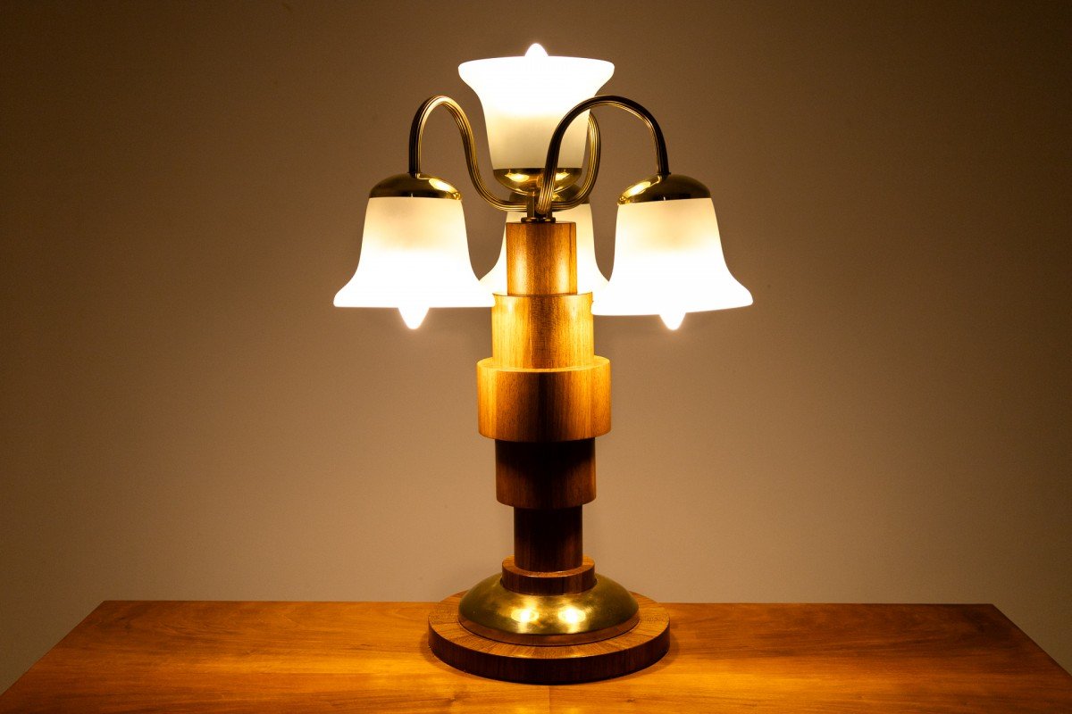 Elegant Art Deco Lamp, Poland, Mid-20th Century.-photo-4