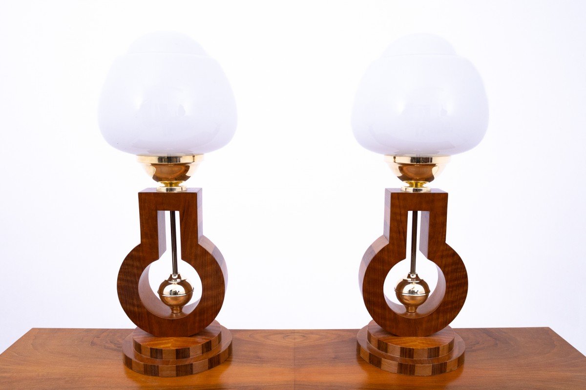 Paire de lampes Art déco du milieu du XXe siècle, Pologne.