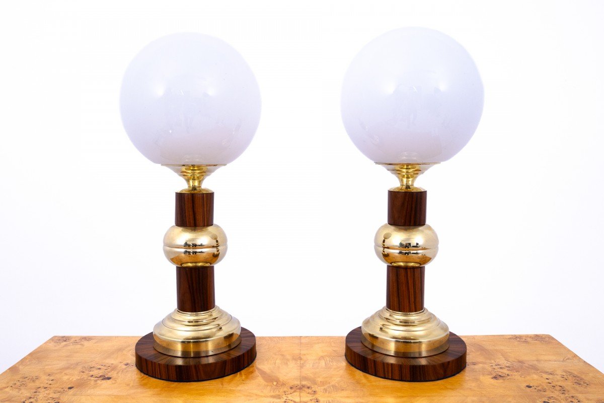 Paire de lampes de table Art Déco, vers 1950, Pologne.-photo-3