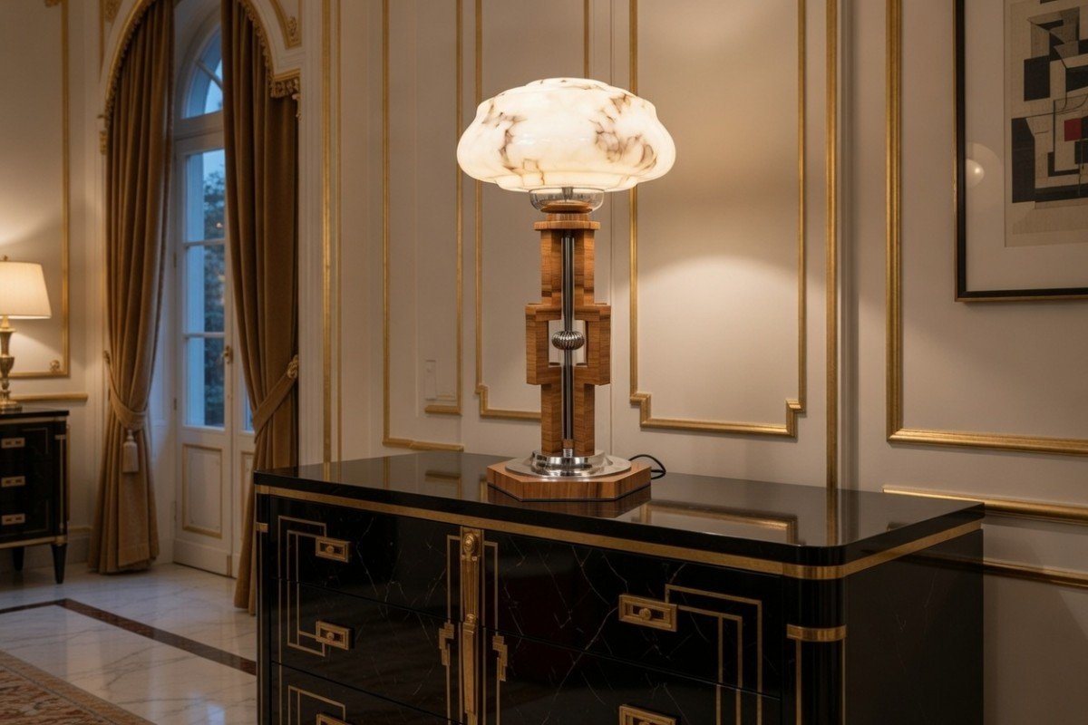 Mid-20th-century Art Deco Table Lamp, Poland.-photo-2