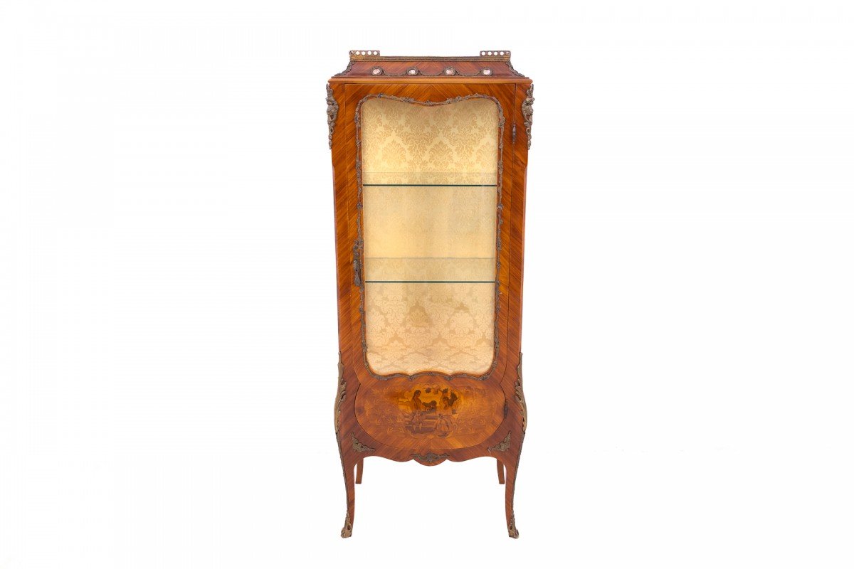Vitrine ancienne de style Louis XV datant de la fin du XIXe siècle, France.-photo-3