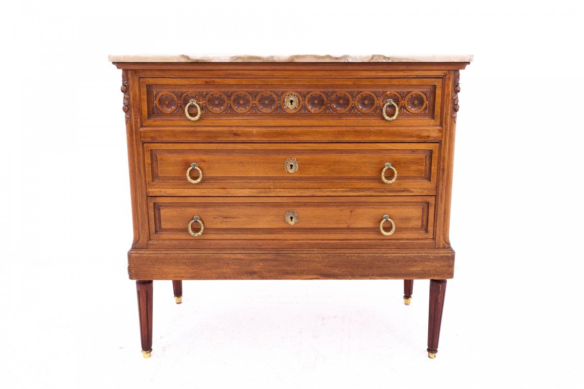 Commode ancienne à plateau en pierre, vers 1880, France.-photo-4