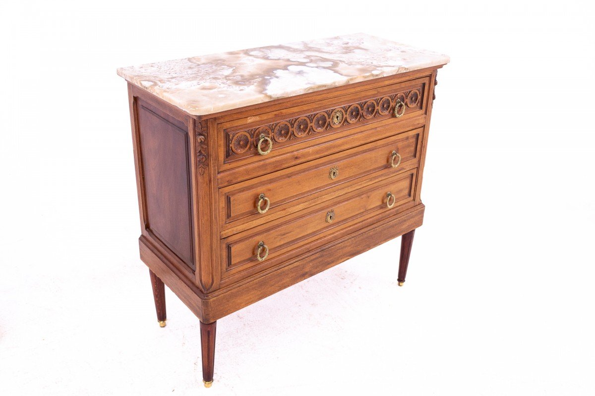 Commode ancienne à plateau en pierre, vers 1880, France.-photo-1