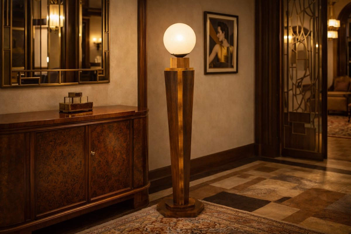 Art Deco Floor Lamp, Poland, Mid-20th Century. Restored.-photo-2